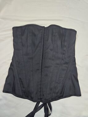 Flounce Black Corset Top with Red Interior